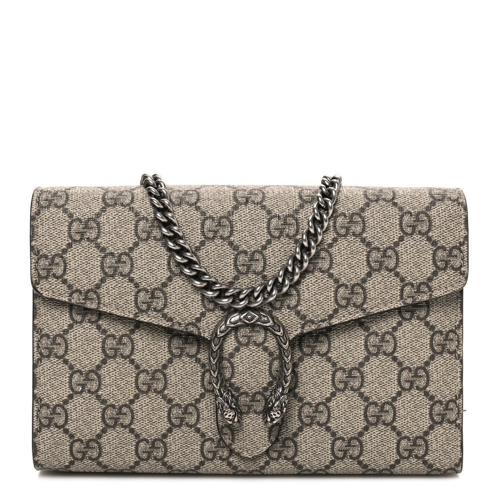GG Supreme Monogram Mini Dionysus Chain Wallet Beige Taupe