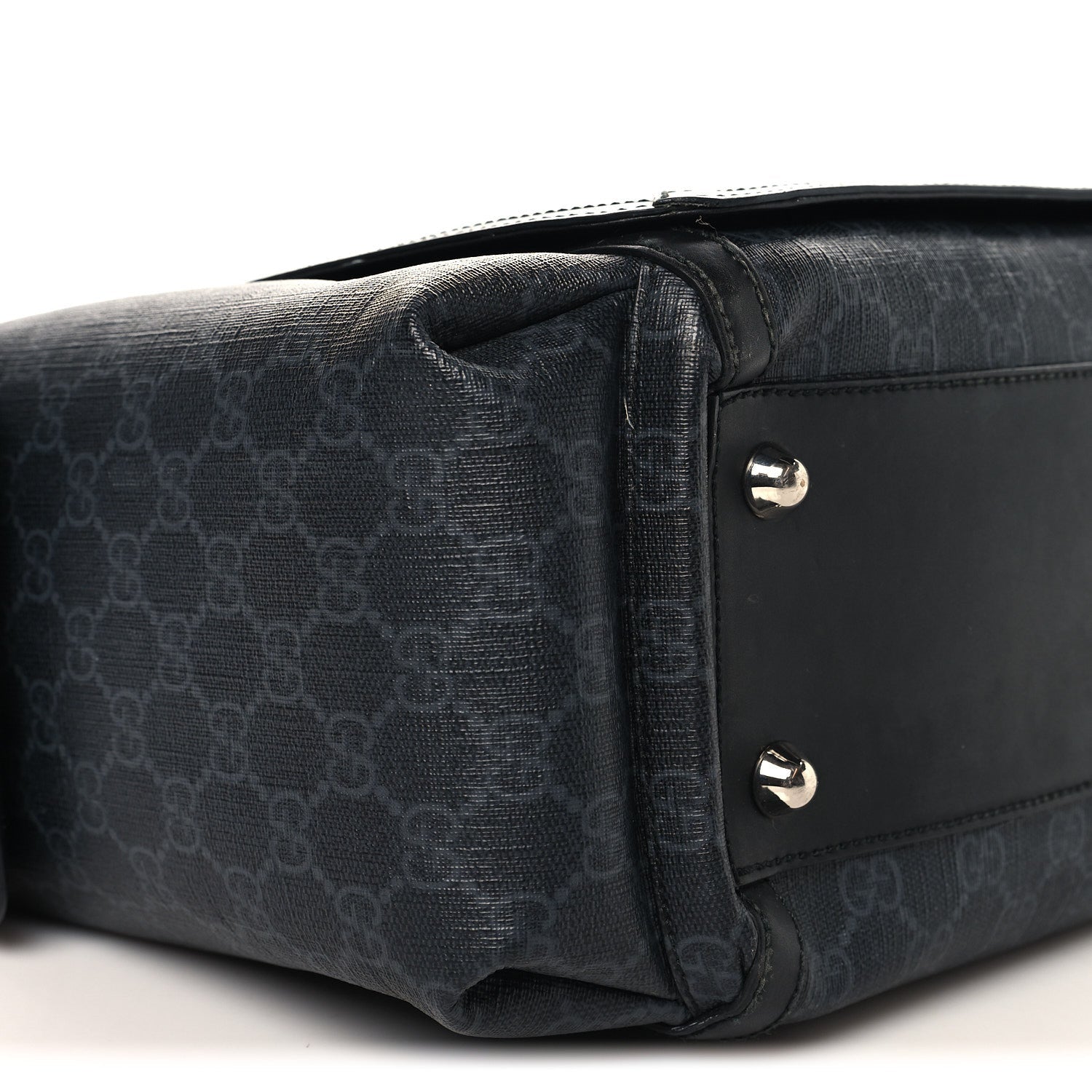 GG Supreme Monogram Web Messenger Diaper Bag Black Grey