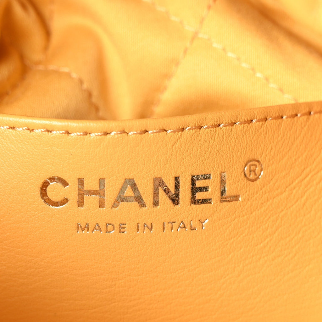 Shiny Calfskin Quilted Mini Chanel 22 Yellow