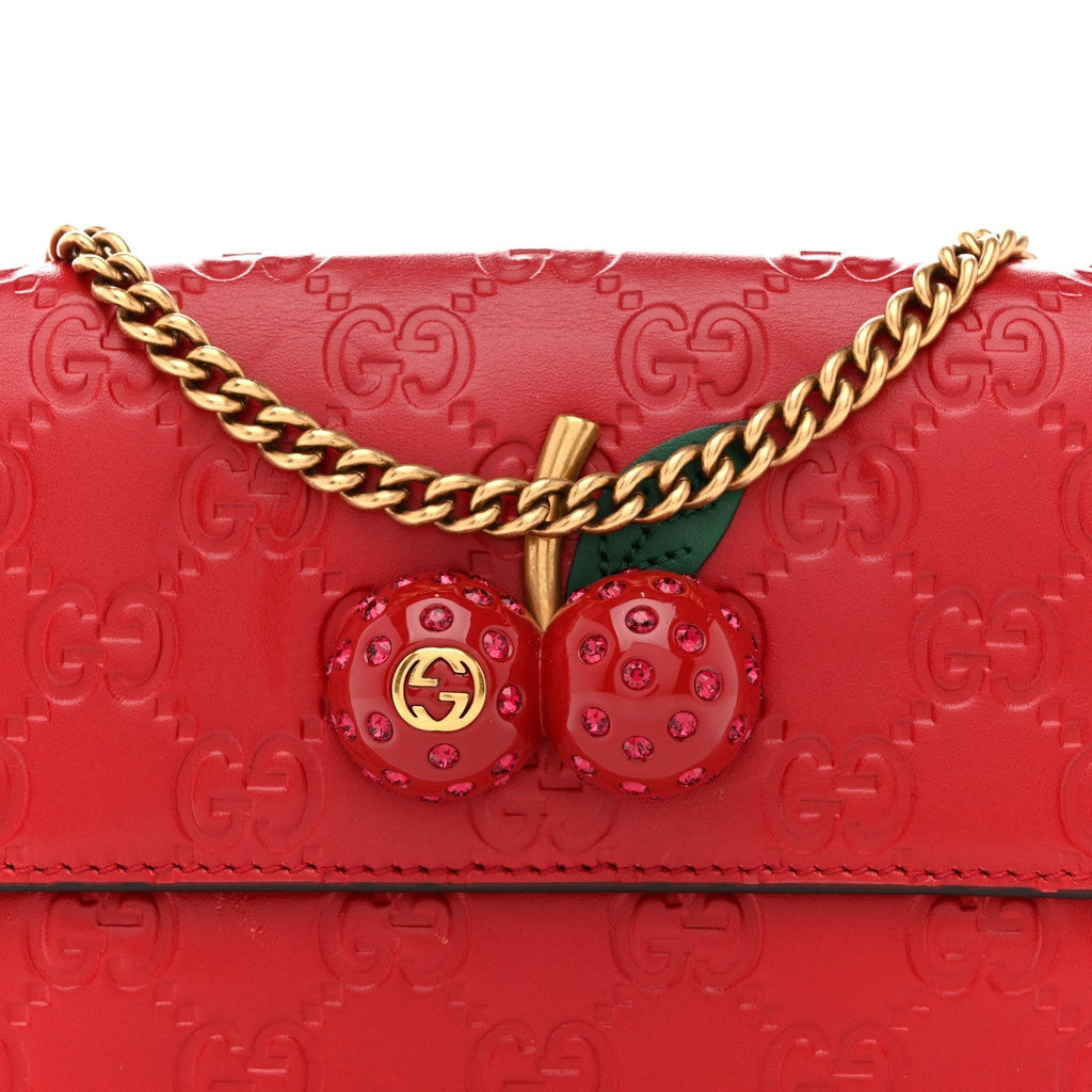Guccissima Mini Cherry Chain Bag Hibiscus Red