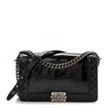 Patent New Medium Boy Reverso Flap Navy