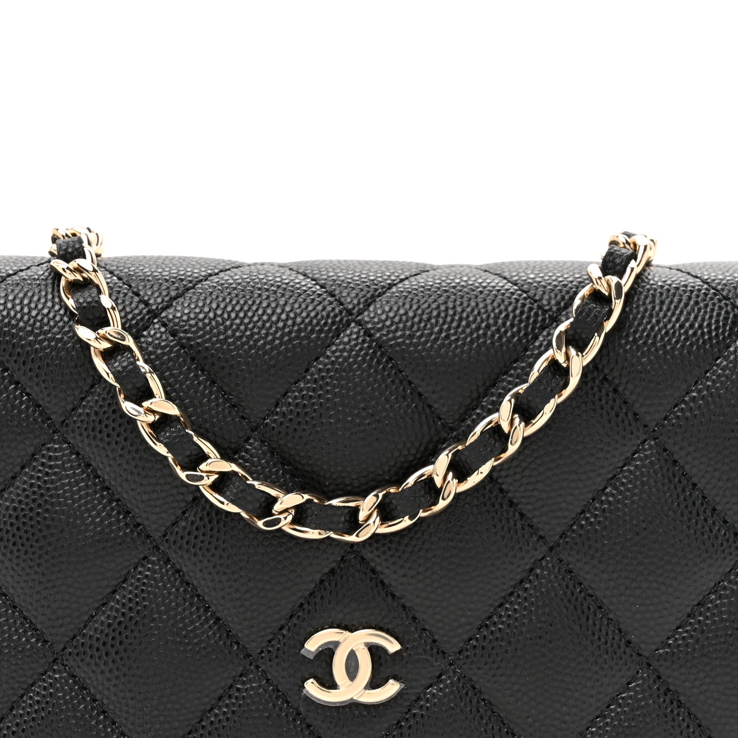 Caviar Quilted Mini Wallet On Chain WOC Black