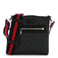 GG Supreme Monogram Web Small Flat Messenger Bag Black Grey