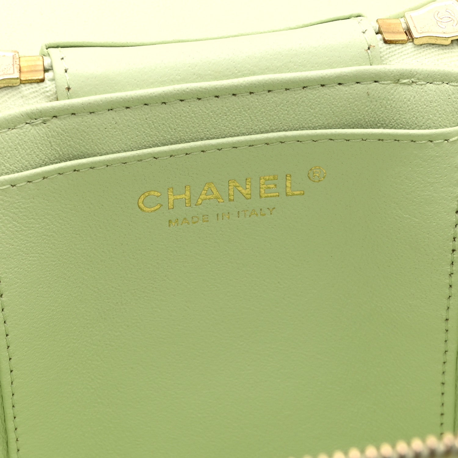 Lambskin Quilted Trendy Vanity Case Sea Green
