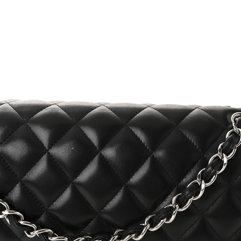Lambskin Quilted Jumbo Double Flap Black