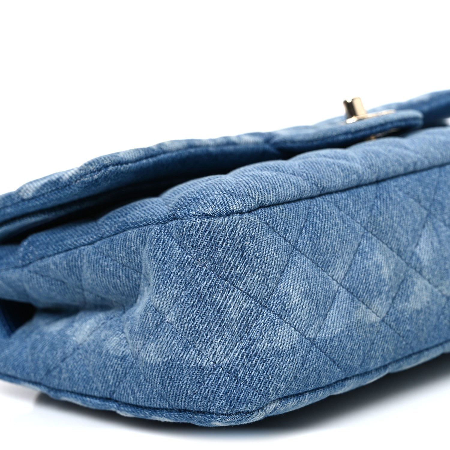 Denim Quilted Medium Double Flap Blue