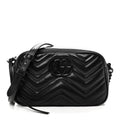 Calfskin Matelasse Monochrome Small GG Marmont Chain Shoulder Bag Black