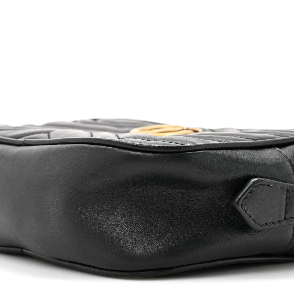 Calfskin Matelasse Mini GG Marmont Chain Shoulder Bag Black