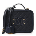 Caviar Quilted Medium CC Filigree Vanity Case Navy