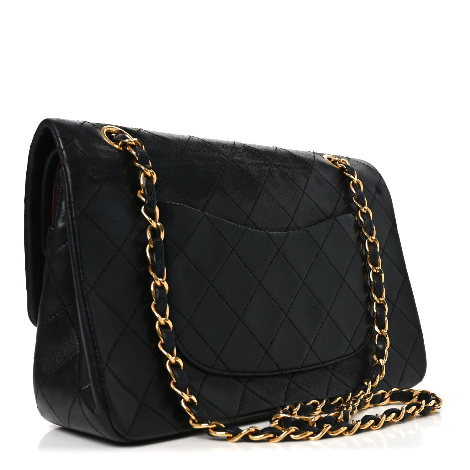 Lambskin Quilted Small Double Flap Black