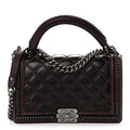 Goatskin Quilted New Medium Boy Handle Flap Burgundy