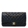 Lambskin Quilted Medium Double Flap Black