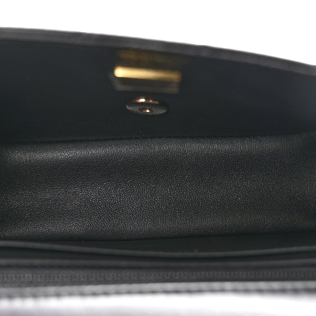 Lambskin Quilted Mini Rectangular Flap Black