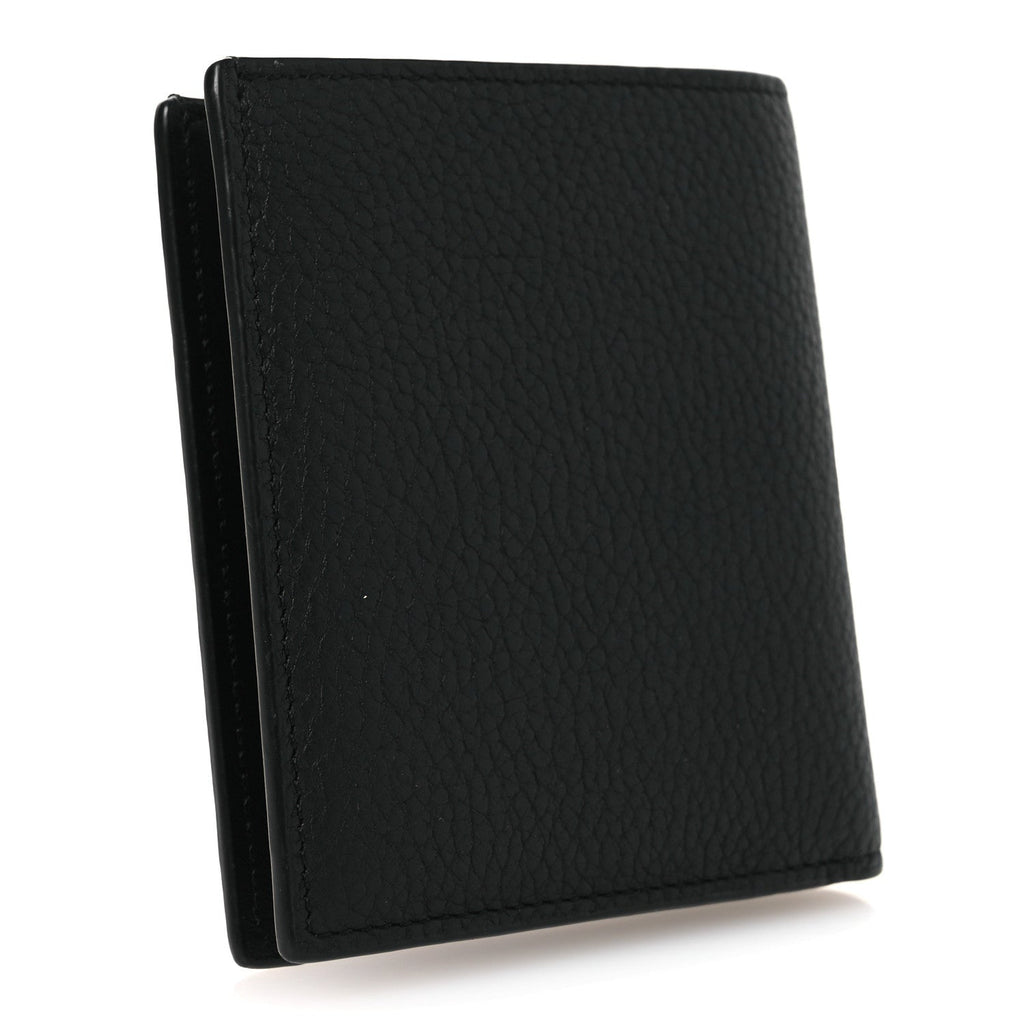 Grained Calfskin Vertical Bi-fold Wallet Black