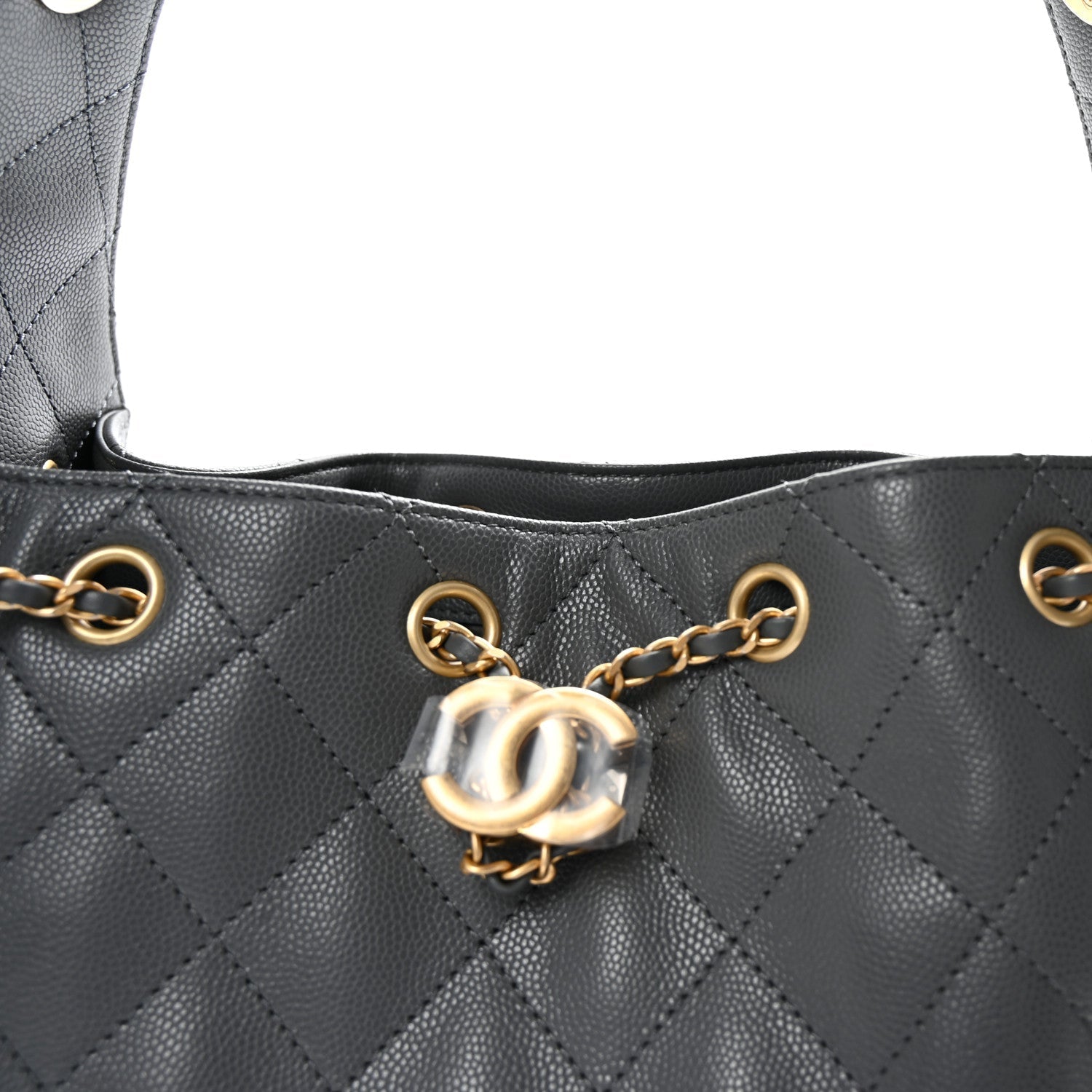 Caviar Quilted Small Chanel 25 Handbag Dark Grey