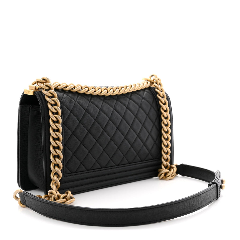 Caviar Quilted Medium Boy Flap Black