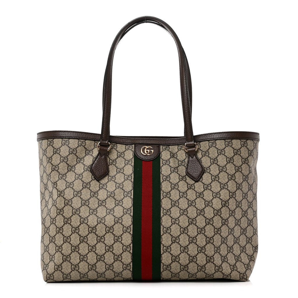 GG Supreme Monogram Medium Ophidia Shopping Tote Brown