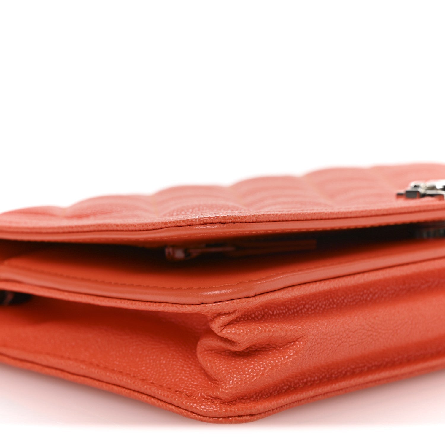 Caviar Quilted Boy Wallet On Chain WOC Orange