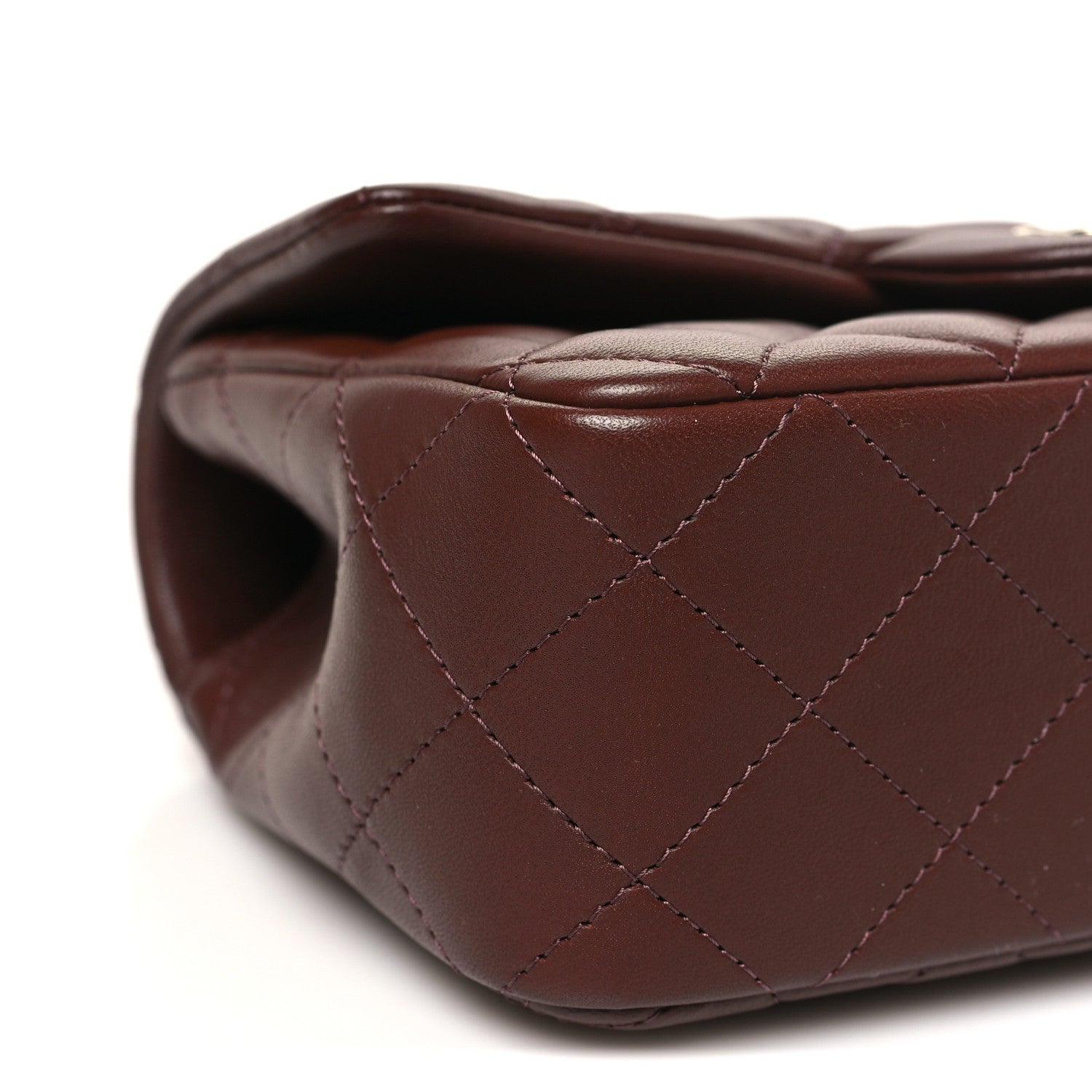 Lambskin Quilted Mini Top Handle Rectangular Flap Dark Brown