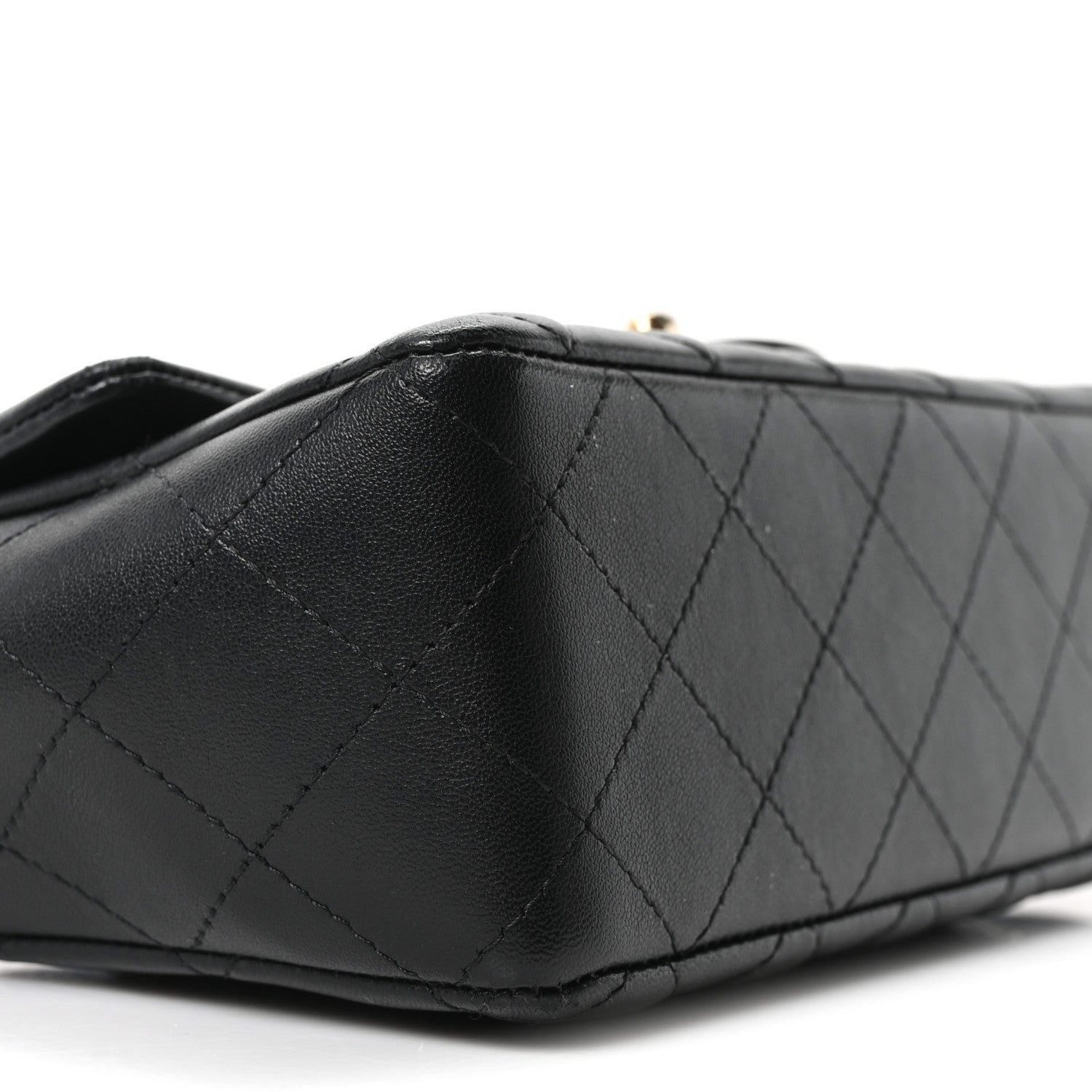 Lambskin Quilted Mini Rectangular Flap Black