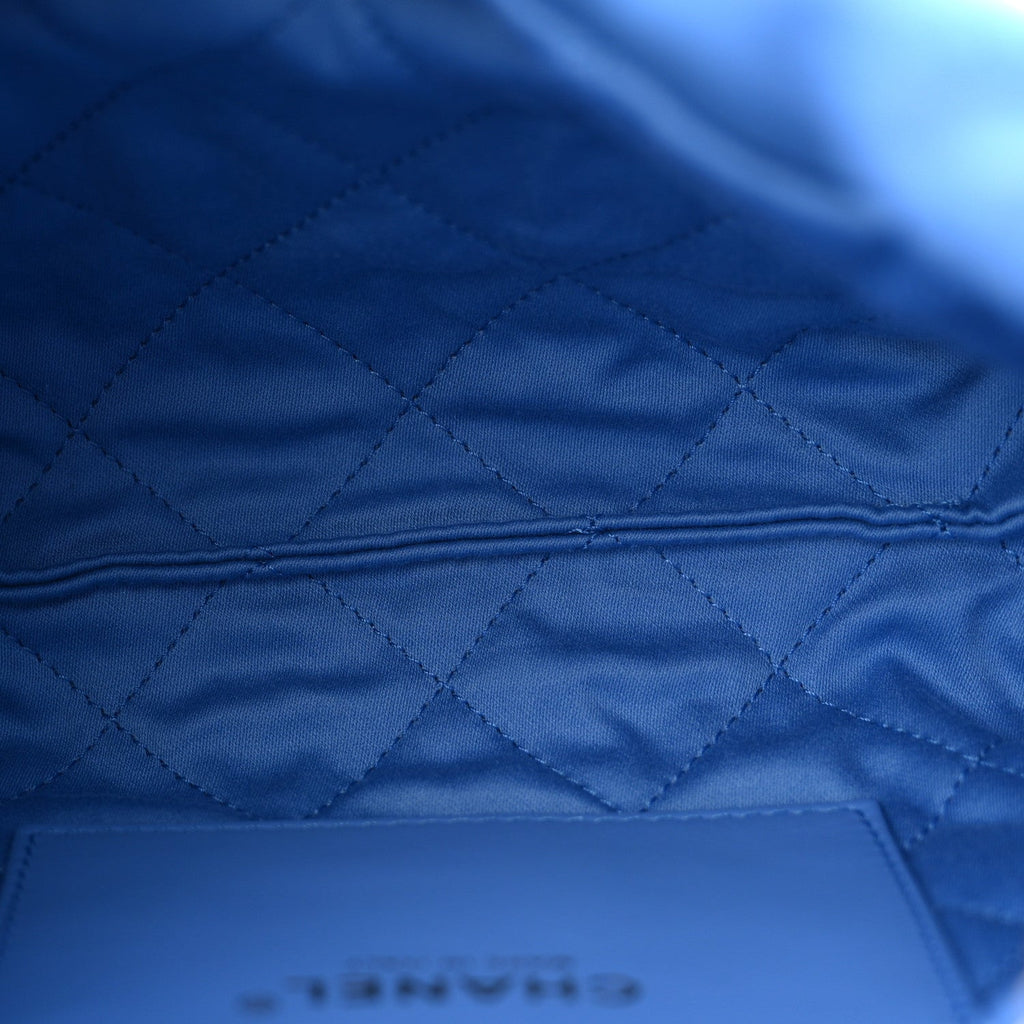 Shiny Calfskin Quilted Mini Chanel 22 Blue