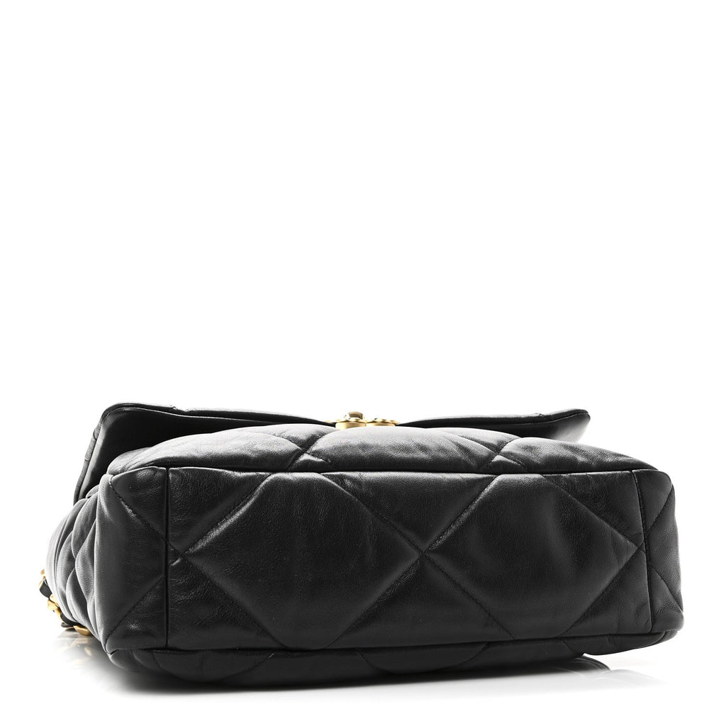 Goatskin Quilted Large Chanel 19 Flap Black