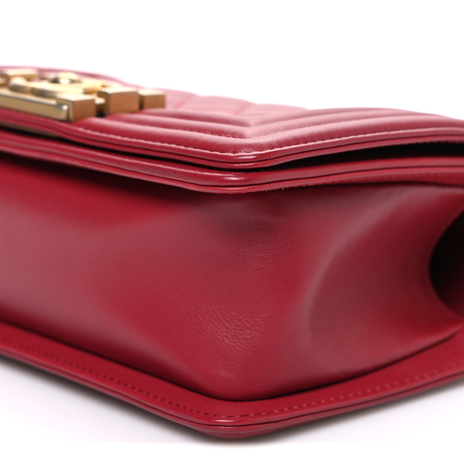 Lambskin Quilted Small Boy Flap Dark Red