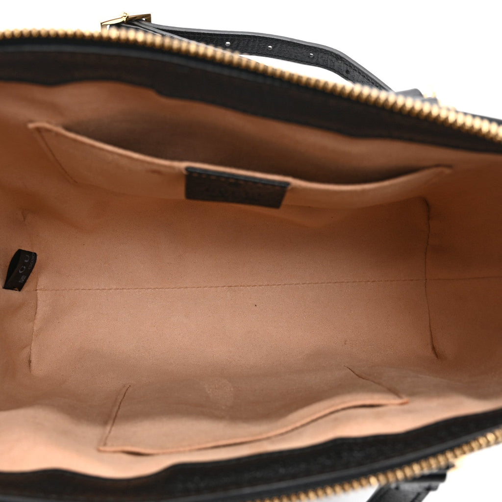 Textured Calfskin Web Small Ophidia Tote Bag Black