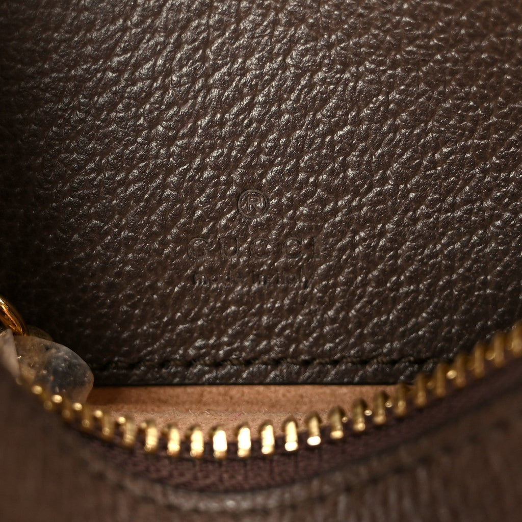 GG Supreme Monogram Textured Calfskin Web Mini Ophidia Half Moon Hobo Beige Ebony New Acero