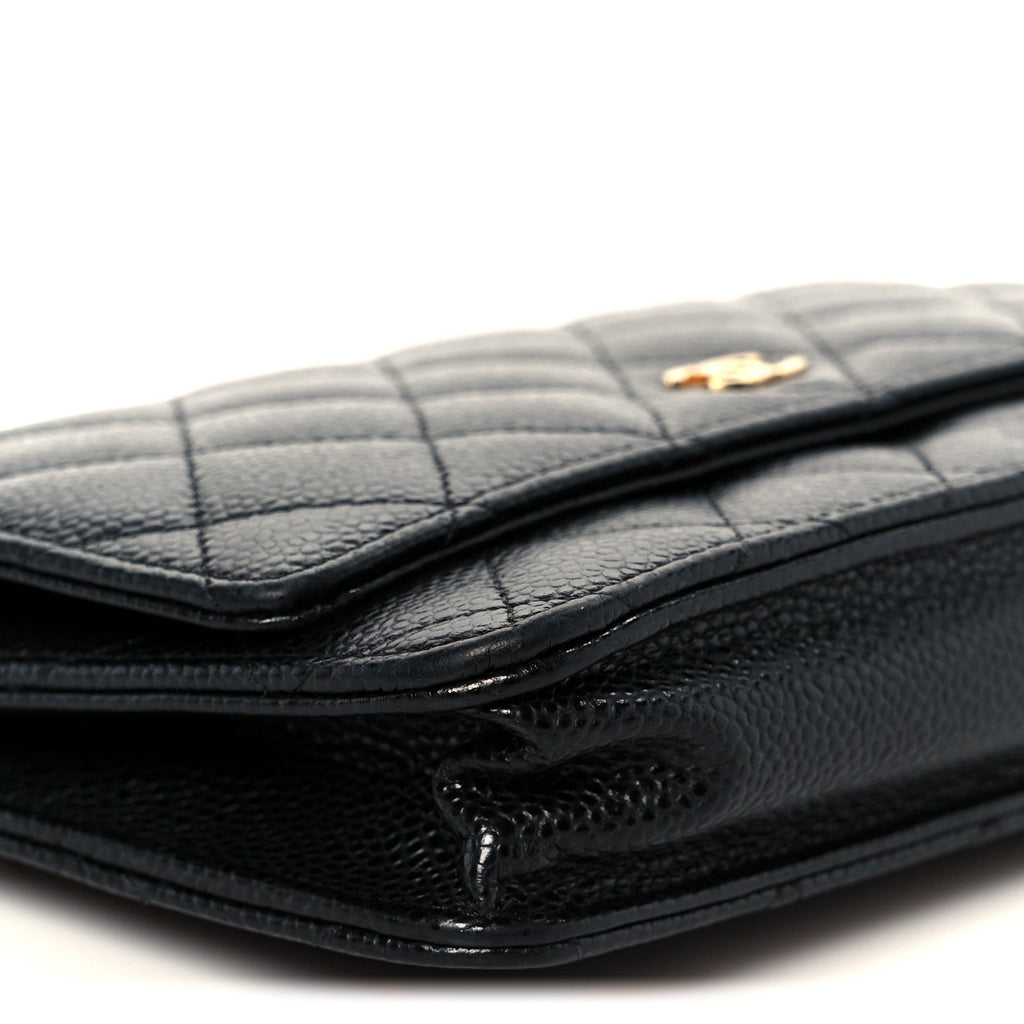 Caviar Quilted Wallet On Chain WOC Black