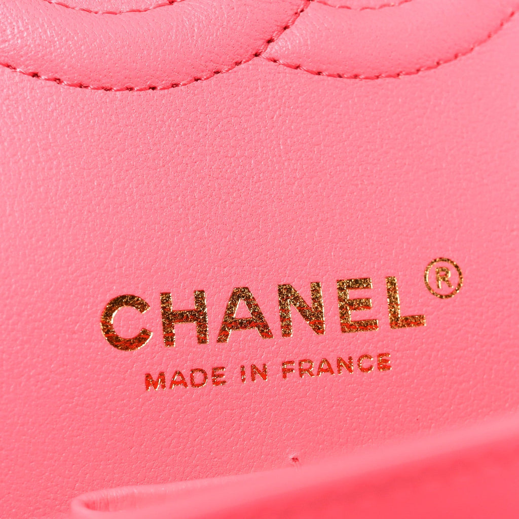 Lambskin Quilted Medium Double Flap Pink