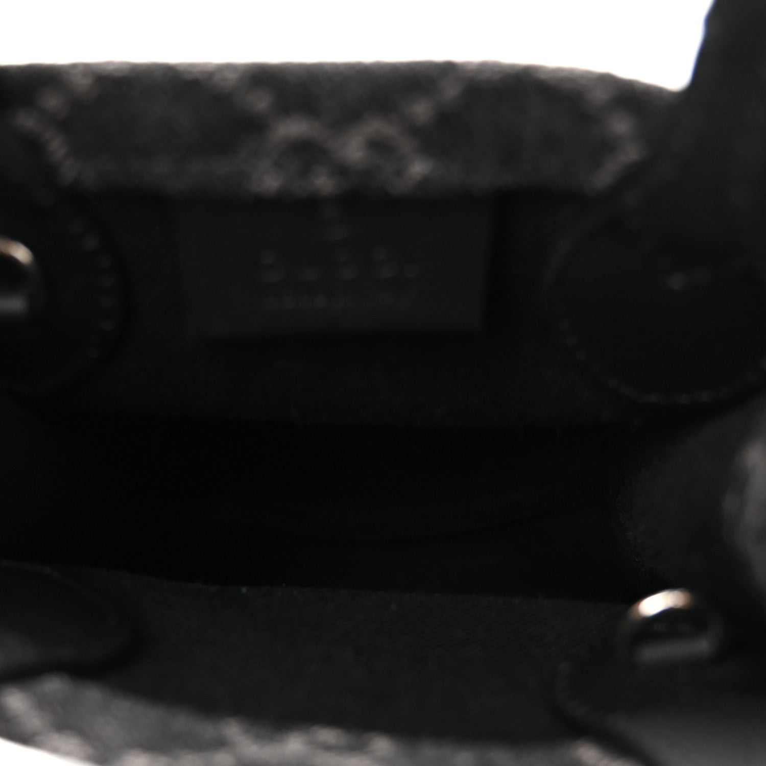 Denim Cuoio Harness GG Monogram Mini Ophidia Tote Bag Black Medium Grey