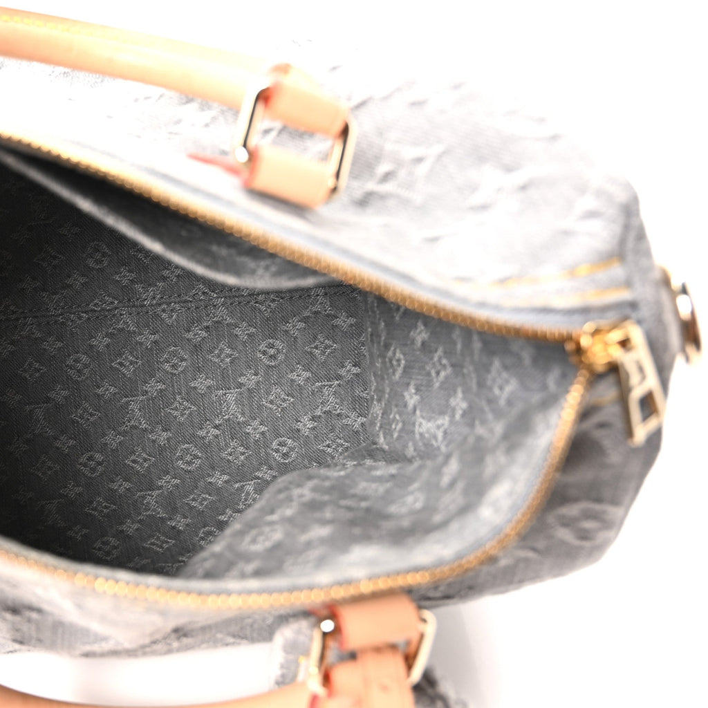 Monogram Denim Speedy Soft 30 Washed Gray
