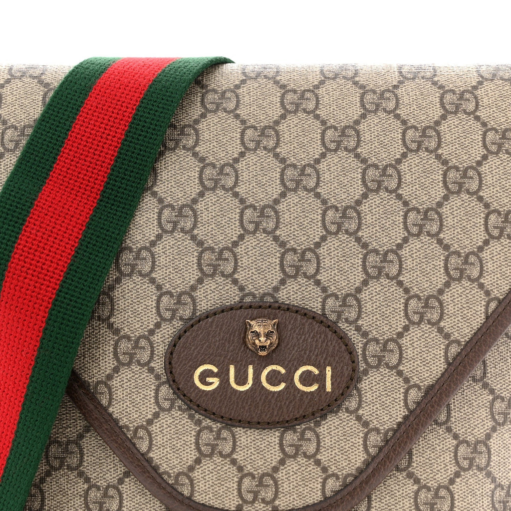 GG Supreme Monogram Web Medium Neo Vintage Flap Messenger Bag Beige New Acero