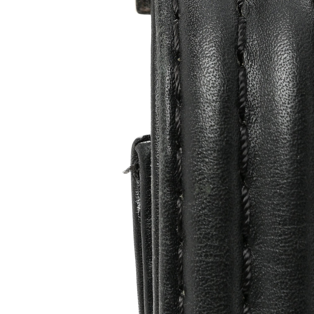 Calfskin Double Stitch Large Boy Flap Black