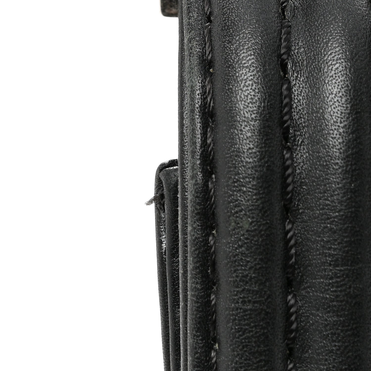 Calfskin Double Stitch Large Boy Flap Black