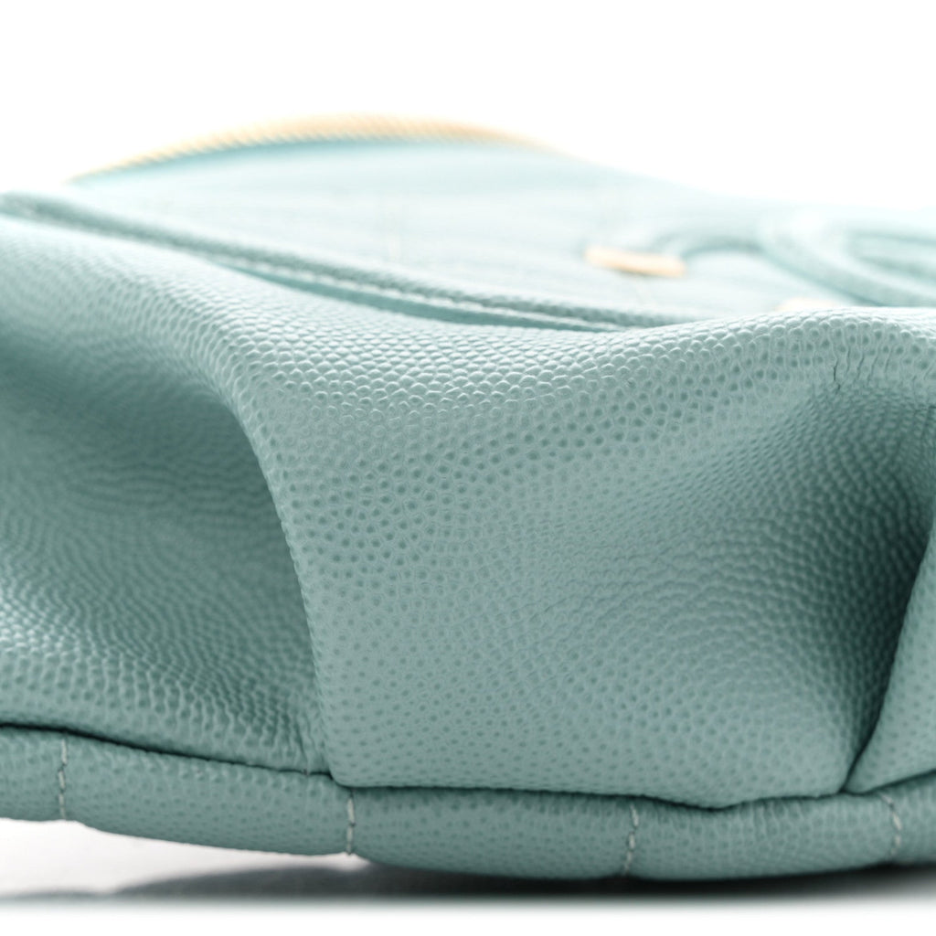Caviar Quilted Filigree Waist Bag Light Blue