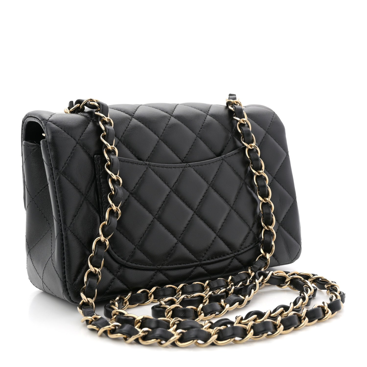 Lambskin Quilted Mini Rectangular Flap Black