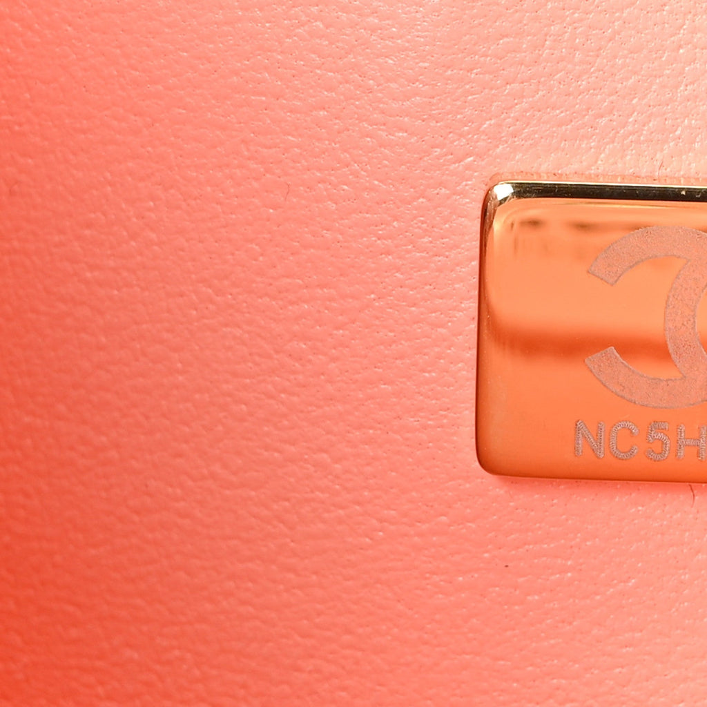Lambskin Quilted Small Double Flap Light Orange