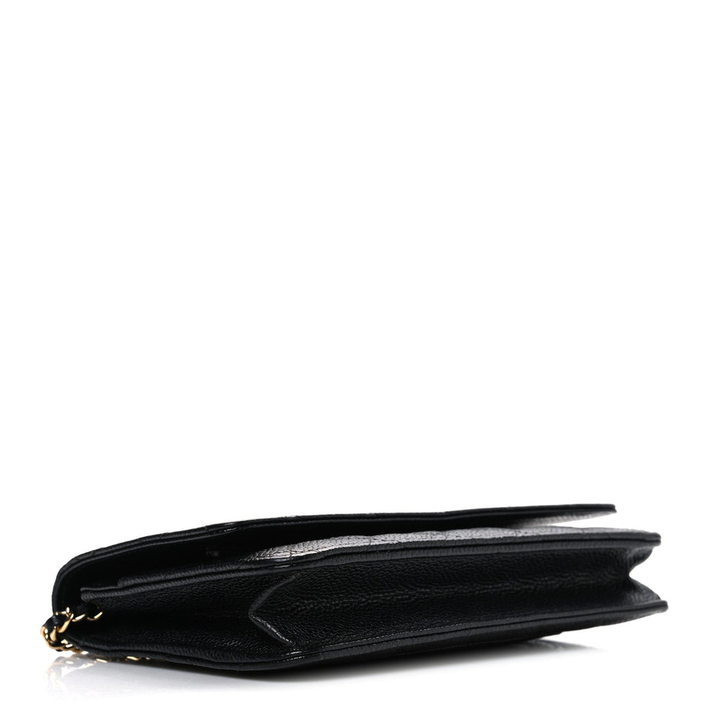 Caviar Quilted Wallet on Chain WOC Black