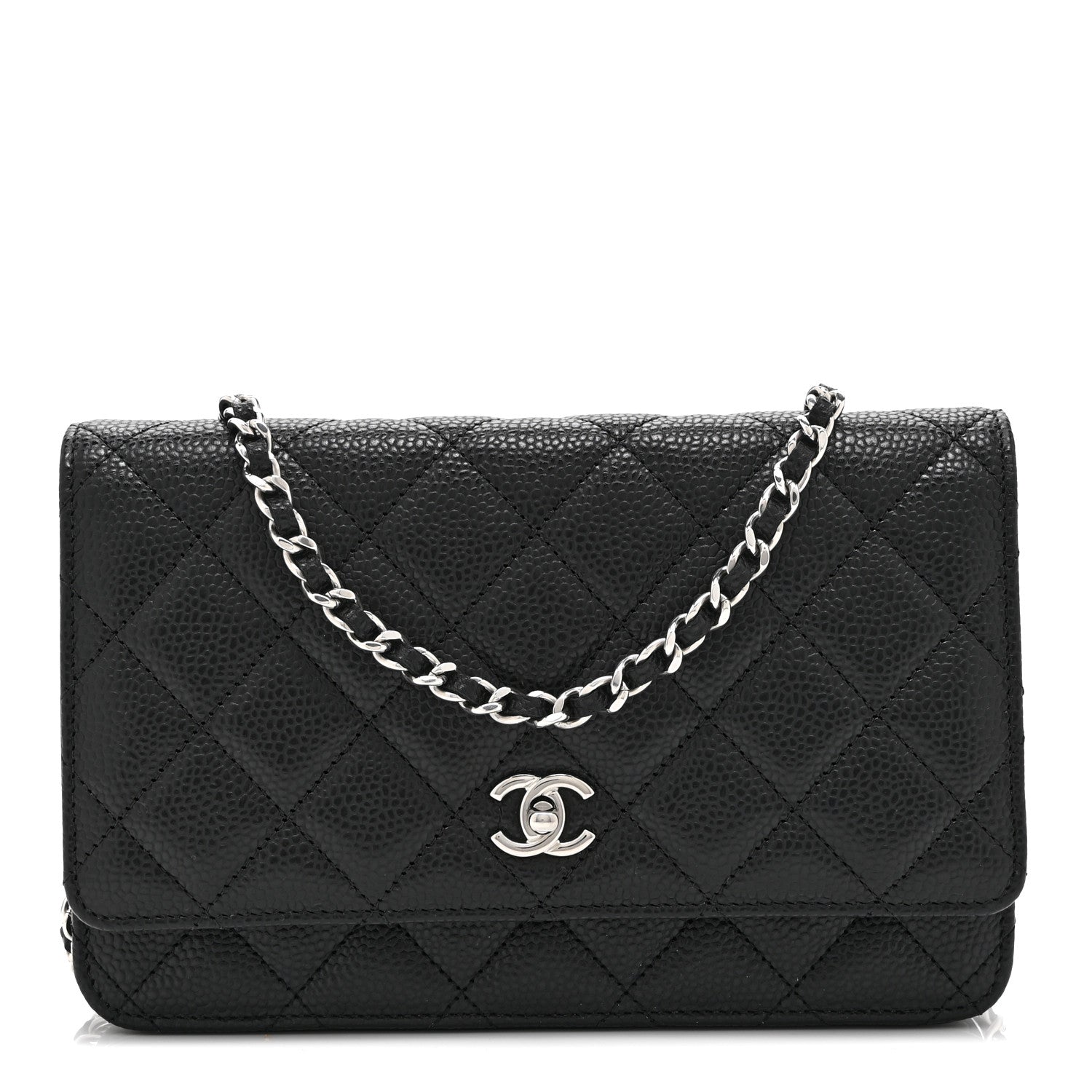 Caviar Quilted CC Turnlock Wallet On Chain WOC Black