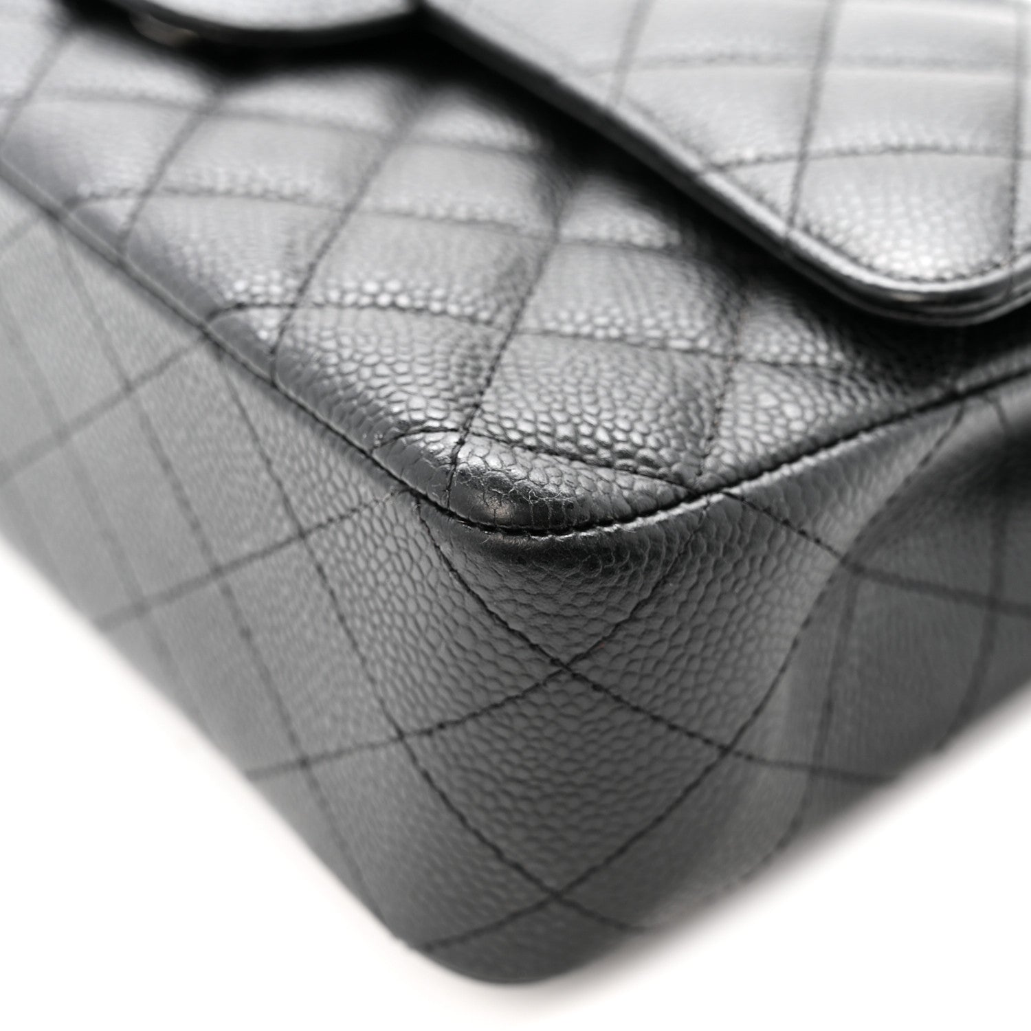 Caviar Quilted Medium Double Flap Black