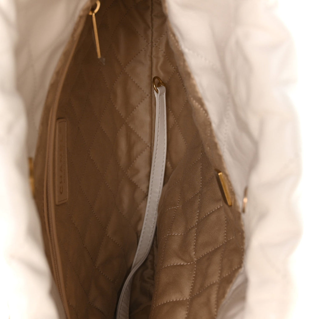 Shiny Calfskin Quilted Small Chanel 22 White