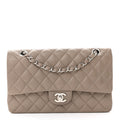 Caviar Quilted Medium Double Flap Taupe