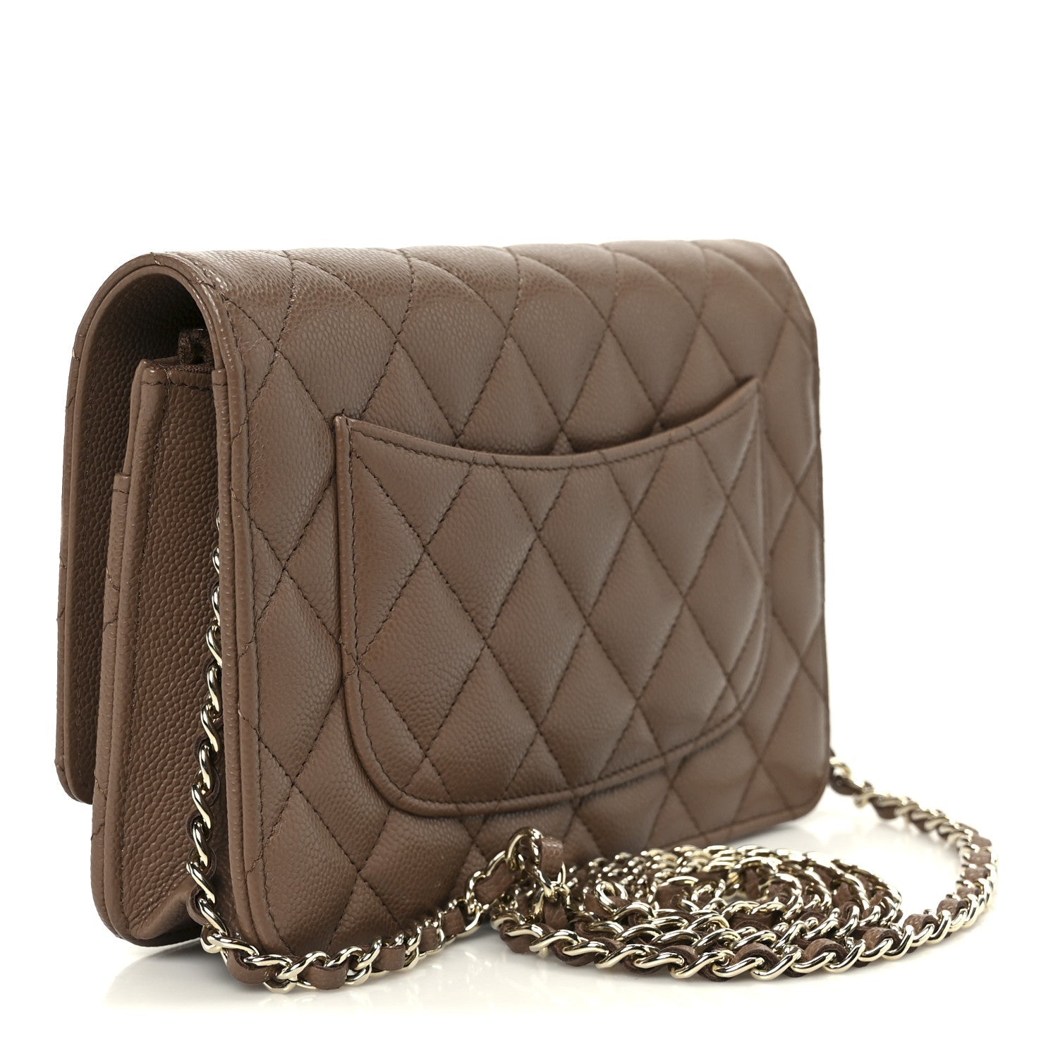 Caviar Quilted CC Turnlock Wallet On Chain WOC Brown