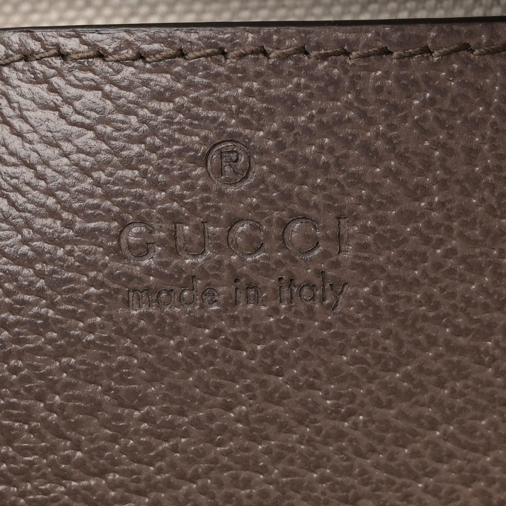 GG Supreme Monogram Textured Dollar Calfskin Web Mini Ophidia Top Handle Bag Beige Ebony New Acero