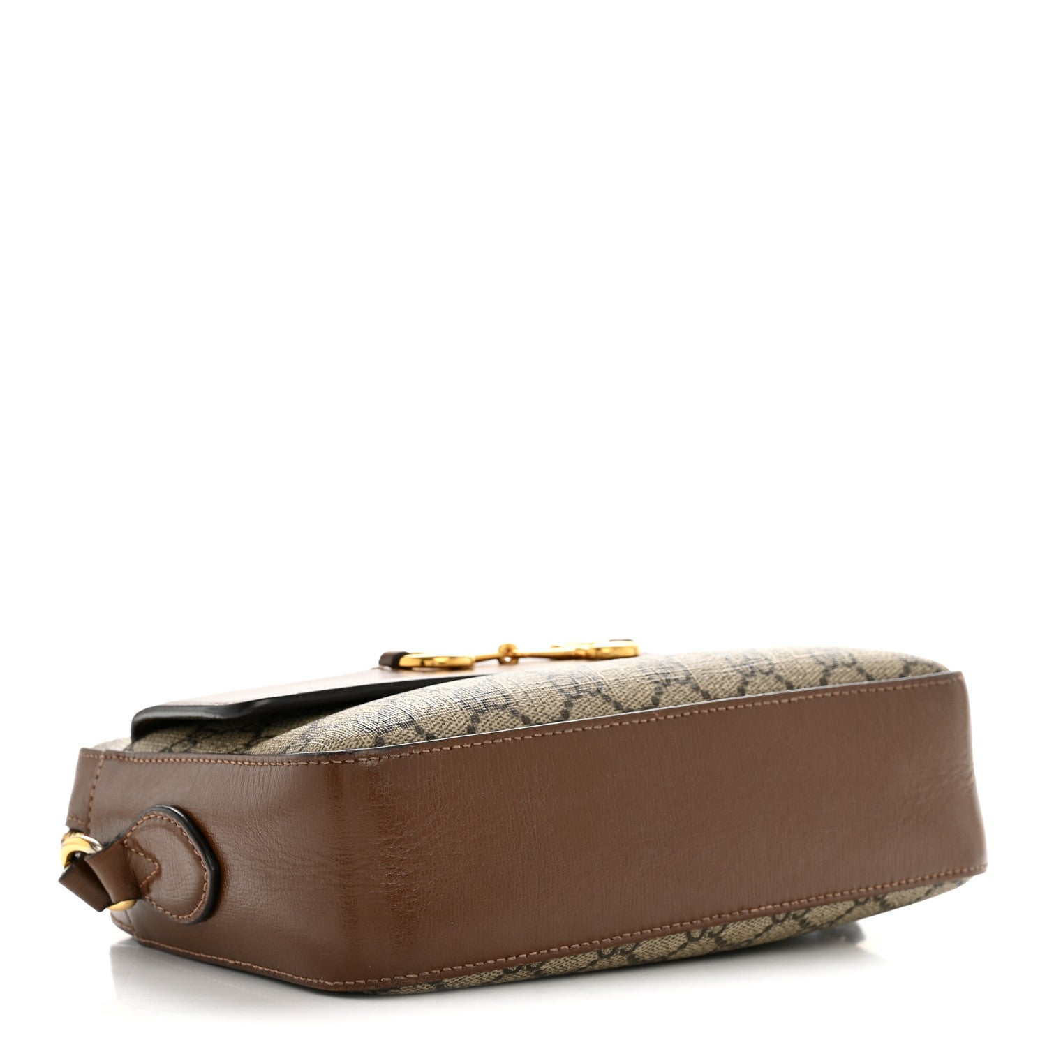 GG Supreme Monogram Small Horsebit 1955 Shoulder Bag Beige Brown Sugar