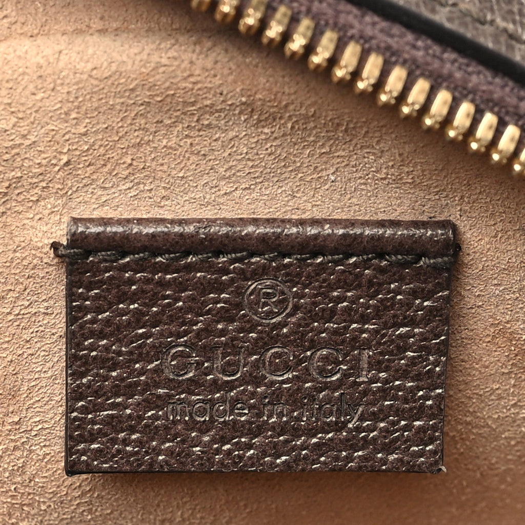 GG Supreme Monogram Web Mini Ophidia Round Shoulder Bag Brown