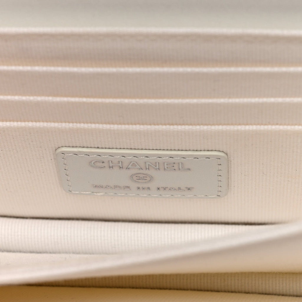 Lambskin Quilted Mini Pearl Wallet On Chain WOC White