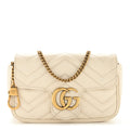Calfskin Matelasse Super Mini GG Marmont Shoulder Bag White